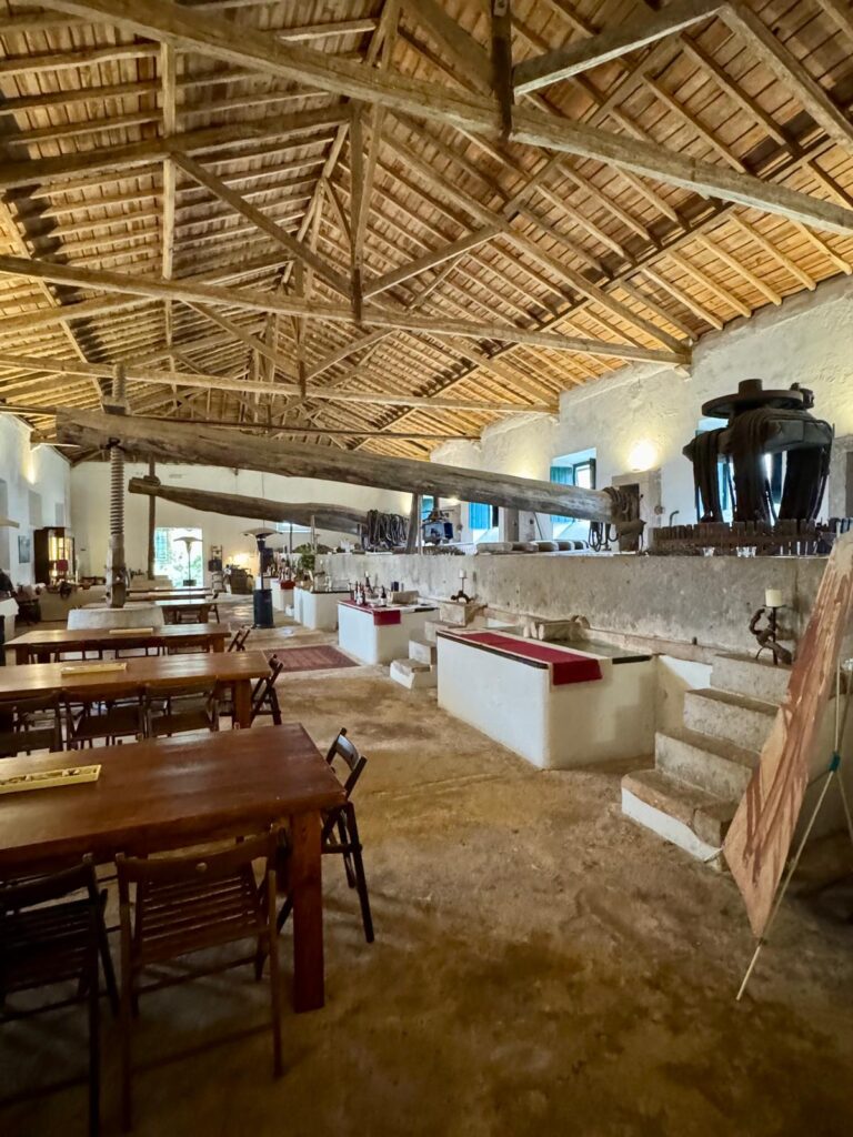 Historischer Saal zur Weinprobe mit Ausstellungsgegenständen aus der Weinherstellung der Quinta do Sanguinhal.